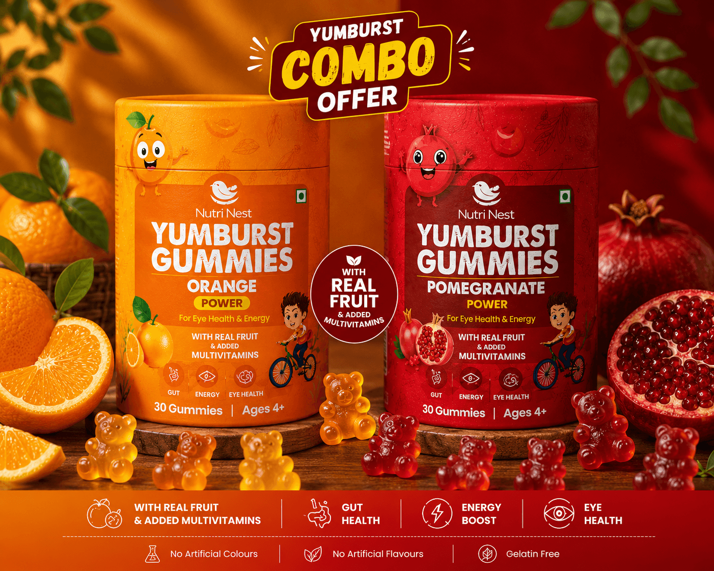 Nutri Nest Yumburst Orange and Pomegranate combo pack