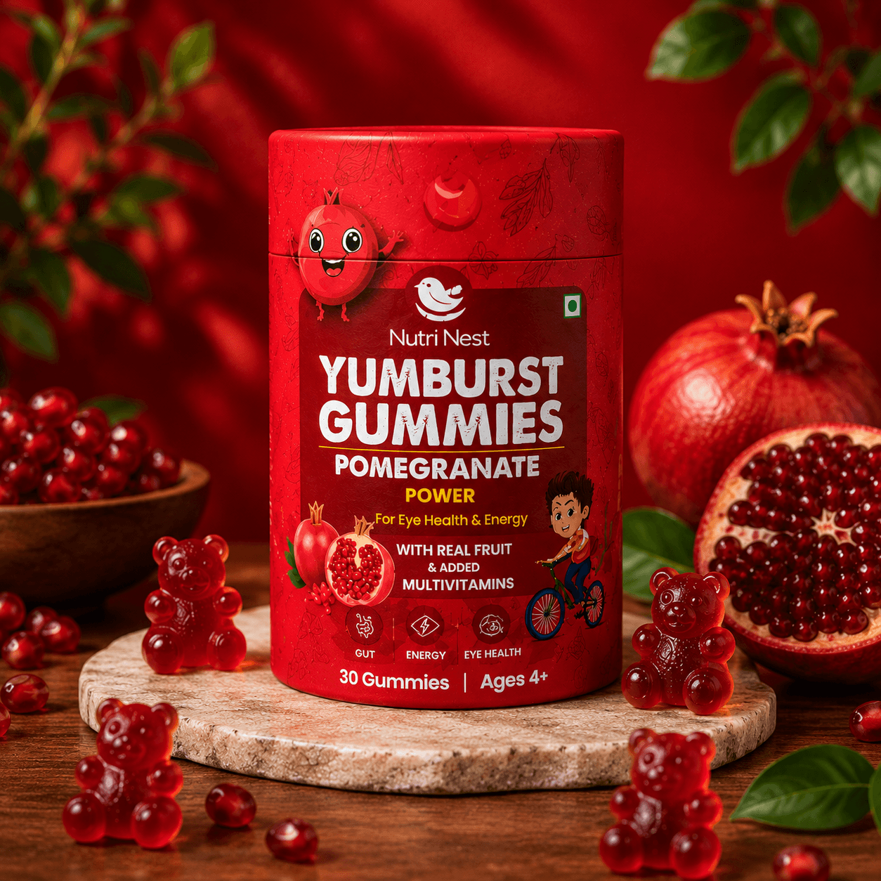 Nutri Nest Yumburst Pomegranate Gummies pack